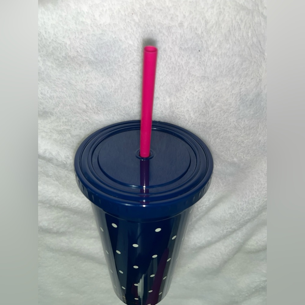 **NEW** Kate Spade 20 oz Tumbler with Straw in Navy
Polka dots - Picture 3 of 4